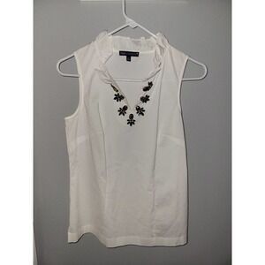 Rsvp by Talbots white pineapple rhinestone xs tank top